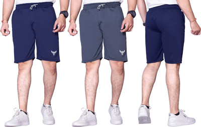 PTELRA Solid Men Blue, Dark Grey Basic Shorts