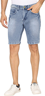 TCI Solid Men Denim Light Blue Denim Shorts