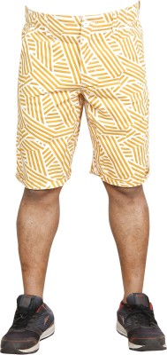 TwinGreens Printed Men Yellow Chino Shorts