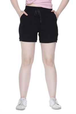 CUPID Solid Women Black Running Shorts