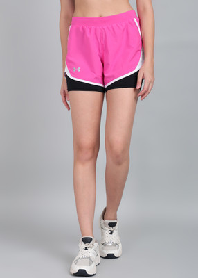 UNDER ARMOUR Color Block Women Pink Sports Shorts