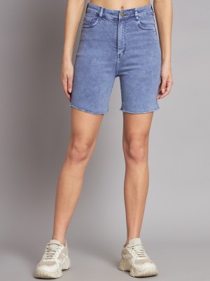 GUTI Solid Women Blue Denim Shorts