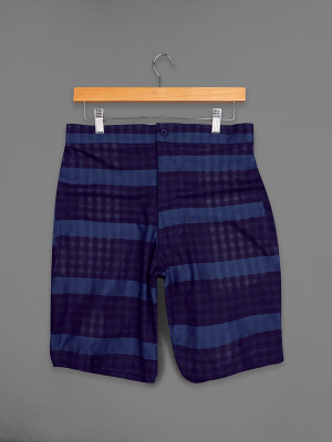 french crown Checkered Men Blue Casual Shorts