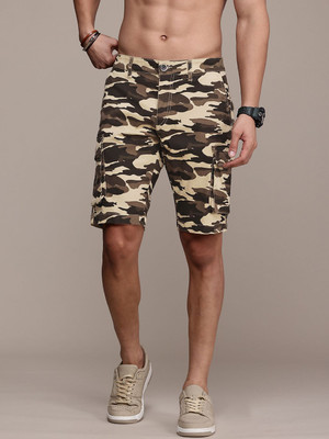 Roadster Printed Men Beige Cargo Shorts