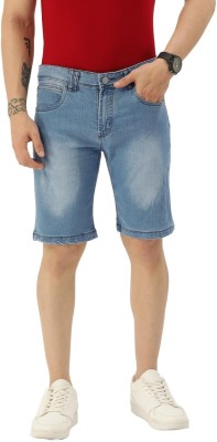 iVOC Solid Men Blue Denim Shorts