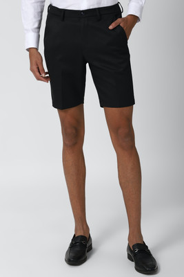 PETER ENGLAND Solid Men Black Regular Shorts