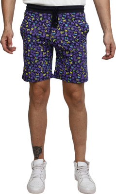 V-MART Self Design Men Blue, Blue Regular Shorts