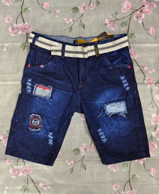 RCS Tie & Dye Men Denim Dark Blue Casual Shorts