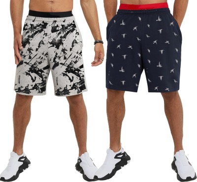 HOTFITS Graphic Print Men Grey, Blue Basic Shorts