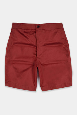 french crown Solid Men Red Regular Shorts