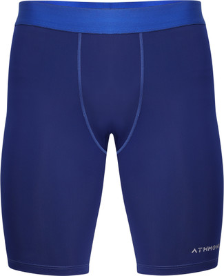 Athmonk Solid Men Blue Compression Shorts