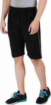 True Basket Solid Men Black Basic Shorts