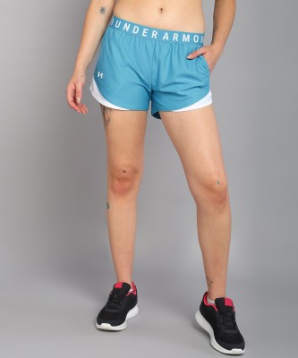 UNDER ARMOUR Color Block Women Blue, White Sports Shorts