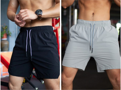 Hasan Enterprise Solid Men Black, Grey Running Shorts