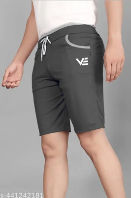 Venner Solid Men Grey Gym Shorts, Running Shorts