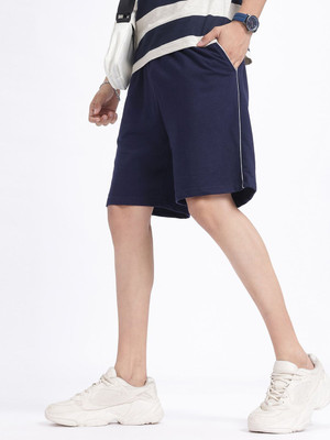Glitchez Solid Men Blue Regular Shorts