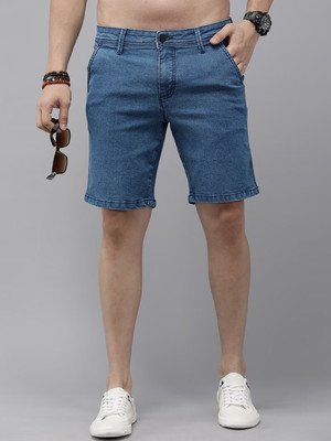 Roadster Solid Men Blue Denim Shorts