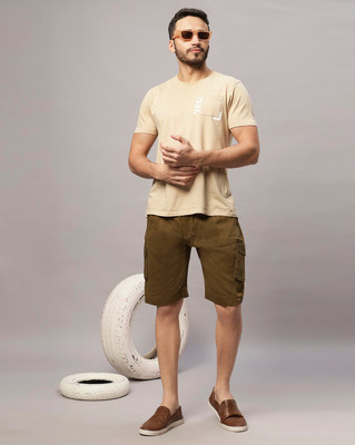 Ho Bindaass Solid Men Green Cargo Shorts