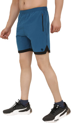 Sportinger Solid Men Blue Running Shorts