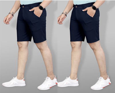 ynam Solid Men Blue, Blue Regular Shorts