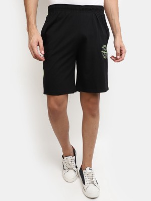 V-MART Solid Men Black Sports Shorts