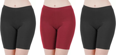 arLa APPAREL Solid Women Black, Maroon Cycling Shorts