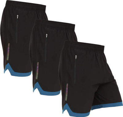 HouseOfCommon Solid Men Black Gym Shorts