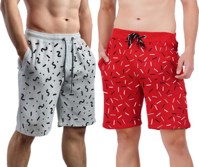 HOTFITS Printed Men Multicolor Basic Shorts