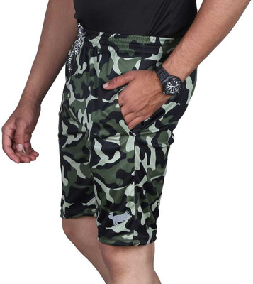 Zindal Creation Printed Men Green Regular Shorts, Night Shorts, Gym Shorts
