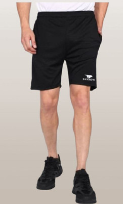 MGC MAANU Self Design Men Black Sports Shorts