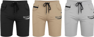 MAANU Printed Men Grey, Black, Beige Regular Shorts