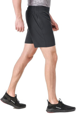 ceesh Solid Men Black Gym Shorts