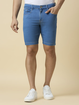 TCI Solid Men Denim Light Blue Denim Shorts