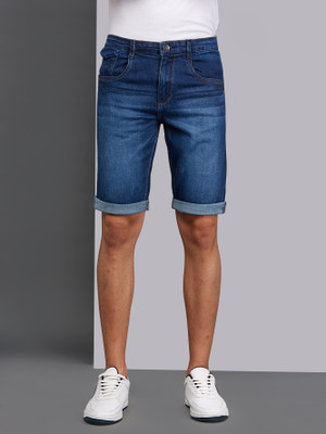 bEEVEE Solid Men Denim Blue Regular Shorts