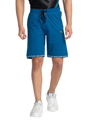 BEING HUMAN Printed Men Blue Basic Shorts