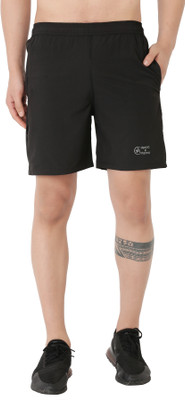 Apraa Solid Men Black Sports Shorts