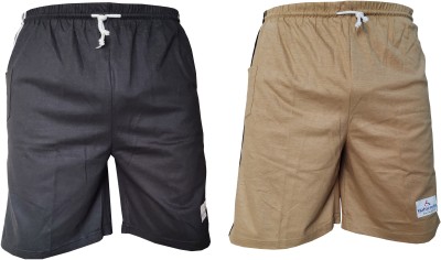 adibaba Solid Men Black, Beige Bermuda Shorts