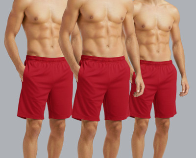 VS Tex Solid Men Red Sports Shorts