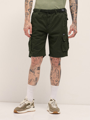 THE BEAR HOUSE Solid Men Green Regular Shorts