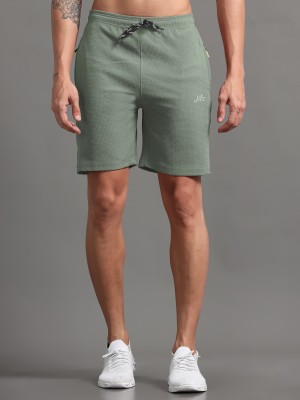 JILZ Solid Men Light Green Sports Shorts