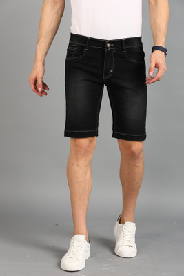 DEVIOUS Solid Men Denim Black Denim Shorts