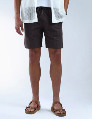 FLYING MACHINE Striped Men Brown Basic Shorts