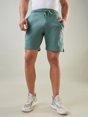 Tim Paris Solid Men Green Basic Shorts