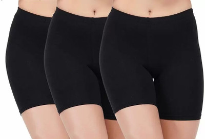 NooHy Solid Women Black Cycling Shorts, Regular Shorts, Night Shorts, Running Shorts, Gym Shorts