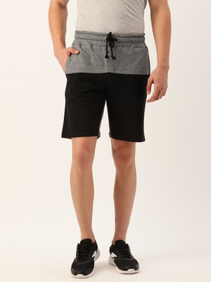 HouseOfCommon Color Block Men Grey Casual Shorts