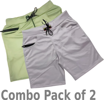 MAANU Solid Men Light Green, Grey Regular Shorts