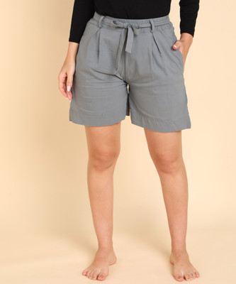 Overlock Solid Women Grey Beach Shorts