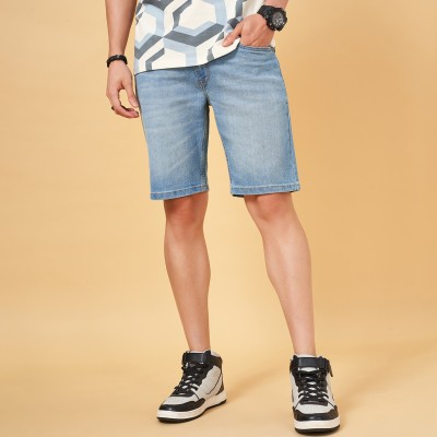 SF Jeans by Pantaloons Solid Men Blue Casual Shorts