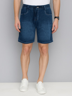 PLOUNGE Self Design Men Denim Blue Denim Shorts