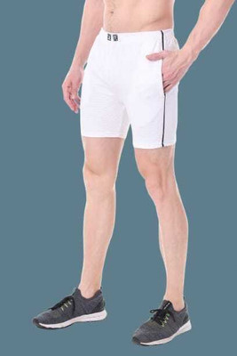 Srk Poshak Solid Men Denim White Sports Shorts